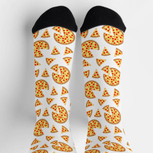 Coole Pizzas und Schnitte auf Weiß Socken