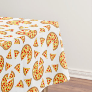 Coole Pizzas und Schnitte auf Weiß Tischdecke