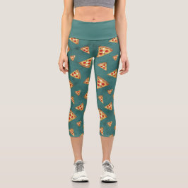 Coole Pizzaslicen Vintage aquamarine Muster Capri Leggings