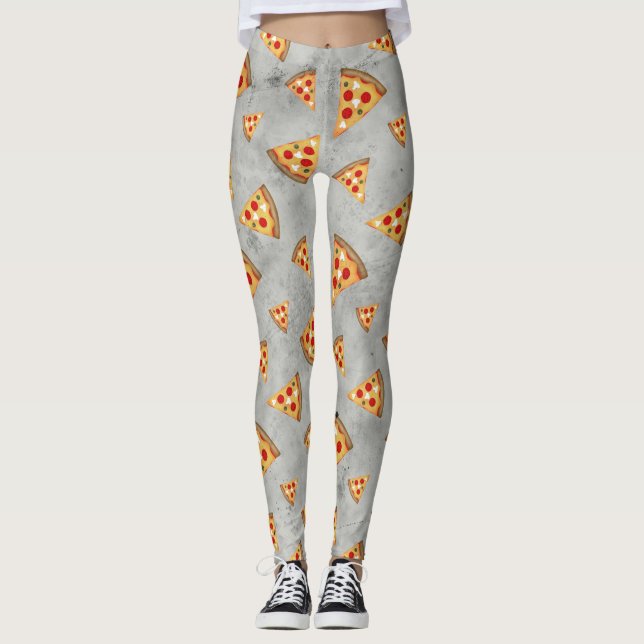 Coole Pizzaslicen, Vintage Graumuster Leggings (Vorderseite)
