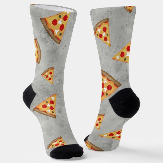 Coole Pizzaslicen, Vintage Graumuster Socken (Gewinkelt)