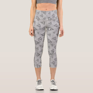 Coole Pizzaslicen Vintage Schwarz-weiße Graumuster Capri Leggings