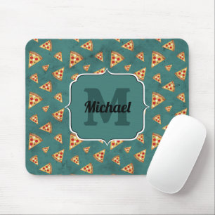 Coole Pizzaslicen Vintages aquamarines Muster Mono Mousepad