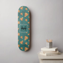Coole Pizzaslicen Vintages aquamarines Muster Mono Skateboard