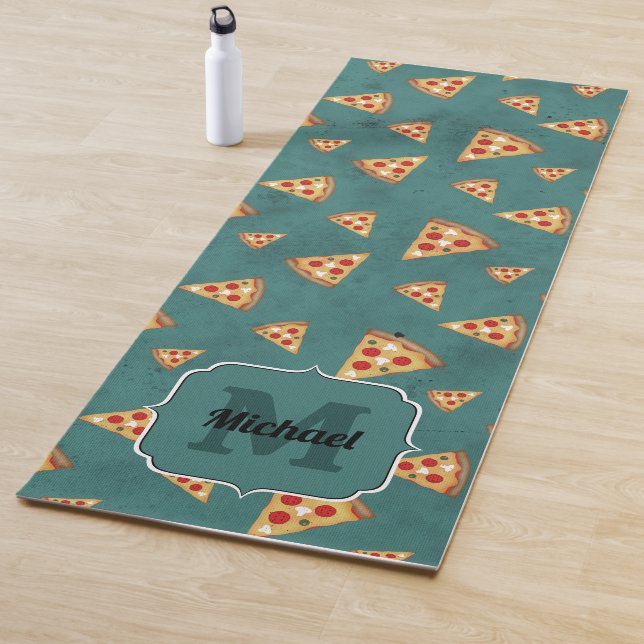 Coole Pizzaslicen Vintages aquamarines Muster Mono Yogamatte (Beispiel)