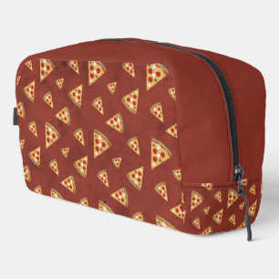 Coole Pizzaslicen Vintages dunkelrotes Muster Waschbeutel