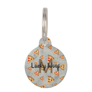 Coole Pizzaslicen Vintages graues Muster Monogram Haustiermarke