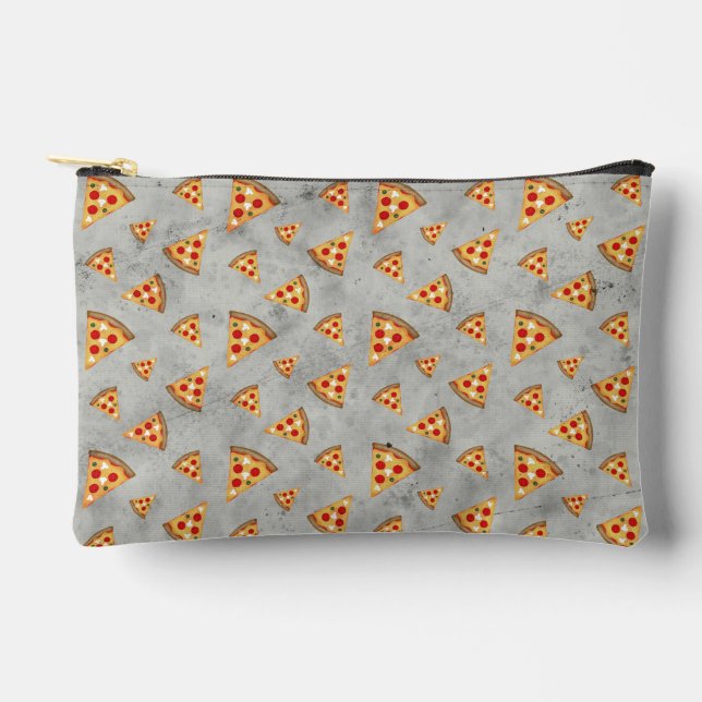 Coole Pizzaslicen Vintages hellgraues Muster Zubehörtasche (Vorderseite)