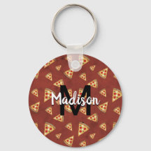 Coole Pizzaslicen Vintages rotes Muster Monogram