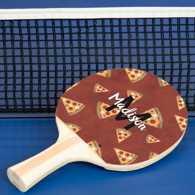 Coole Pizzaslicen Vintages rotes Muster Monogram Tischtennis Schläger (InSitu)