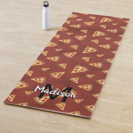 Coole Pizzaslicen Vintages rotes Muster Monogram Yogamatte