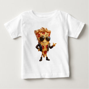 Coole Pizzastück-Maskottchen in Lederjacke Kunst Baby T-shirt