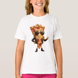 Coole Pizzastück-Maskottchen in Lederjacke Kunst T-Shirt