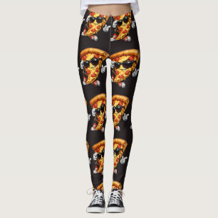 Coole Pizzastück-Maskottchen mit Sonnenbrille Kuns Leggings