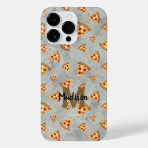 Coole Pizzastücke im vintage grauen Muster Monogra iPhone 14 Pro Max Hülle