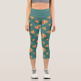 Coole Pizzastücke im Vintage-Teal-Muster Capri Leggings