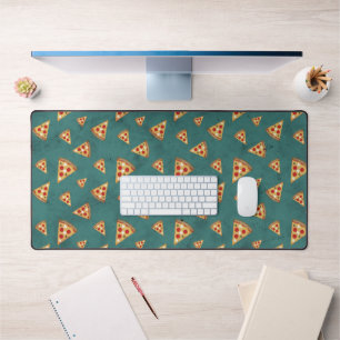 Coole Pizzastücke im Vintage-Teal-Muster Schreibtischunterlage