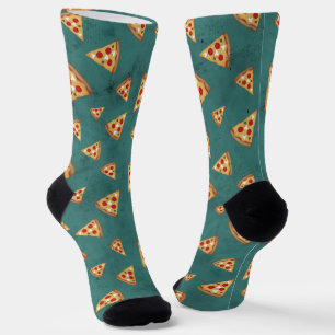 Coole Pizzastücke im Vintage-Teal-Muster Socken