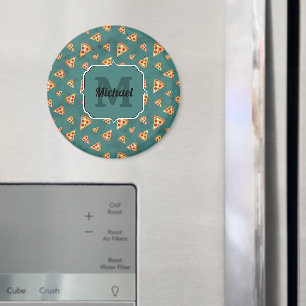 Coole Pizzastücke vintage teal Muster Monogramm Magnet