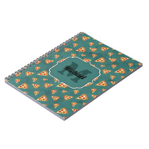 Coole Pizzastücke vintage teal Muster Monogramm Notizblock