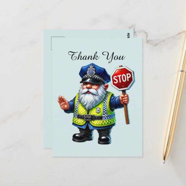 Coole Polizei dankeschön  Postkarte (Vorderseite/Rückseite Beispiel)