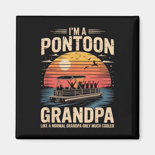 Coole Pontoonboot-Kunst für Opa Männer Bootfahren  Magnet (Vorne)