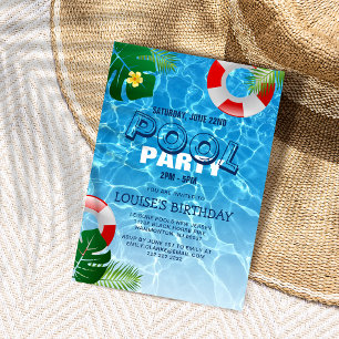 Coole Poolparty Schwimmbirthday Einladung