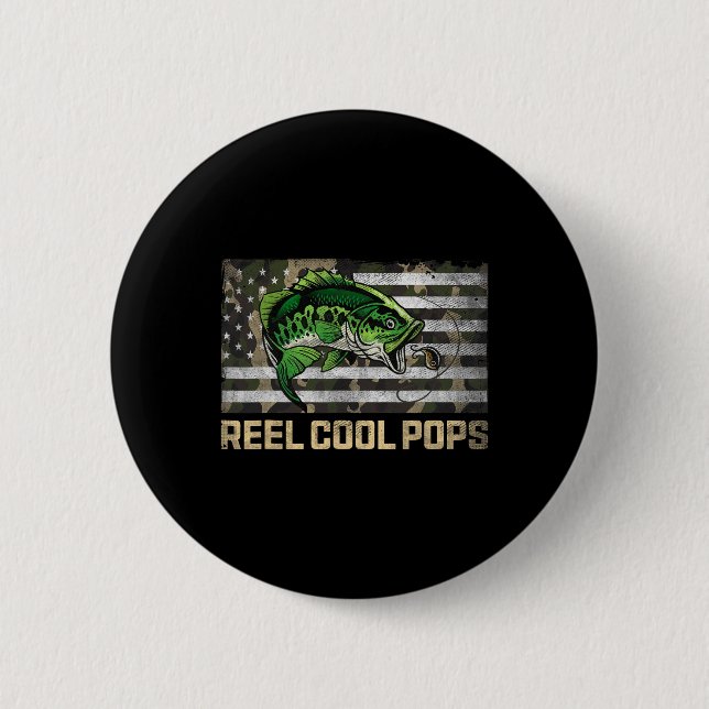 Coole Pop Angeln Camouflage Flaggenflagge Tag Fisc Button (Vorderseite)