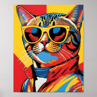 Coole Pop-Art-Katze mit Sonnenbrille Poster