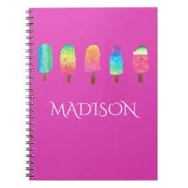 Coole Popsicles-heißes Rosa-Gewohnheits-Schule Notizblock