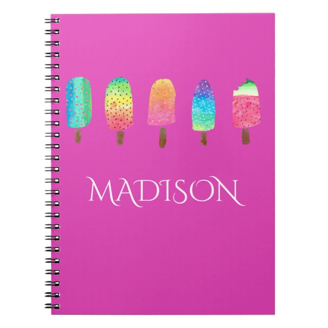 Coole Popsicles-heißes Rosa-Gewohnheits-Schule Notizblock (Vorderseite)