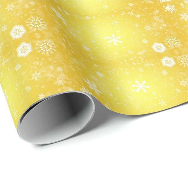 Coole prächtige Weihnachtsgelbe Schneeflocke Geschenkpapier (Rolleneckpunkt)