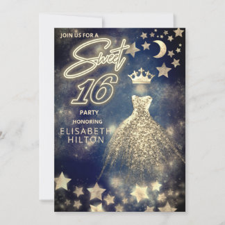 Coole Prinzessin Gold Sequins kleiden die Sterne d Einladung