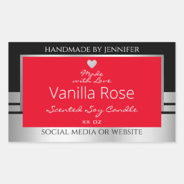 Coole Produktverpackungsetiketten Schwarz Silber u Rechteckiger Aufkleber