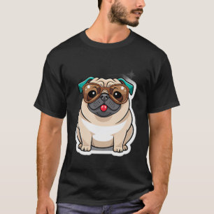 Coole Pug-Sonnenbrille Sticker bringt Grinsen T-Shirt