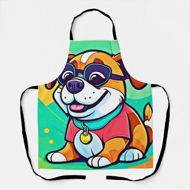 Coole Pup Cartoon Style Artwork Schürze (Vorderseite)