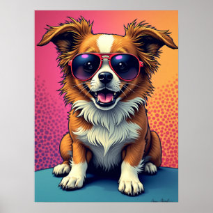 Coole Pup Vibes - Hund in Aviator Sonnenbrille Pop Poster