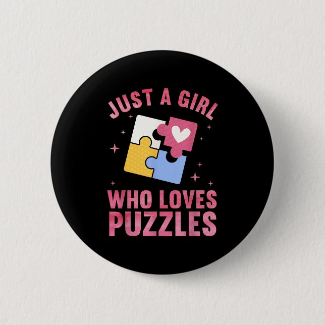 Coole Puzzletechnik für Mädchen Jigsaw Lover Pu Button (Vorderseite)