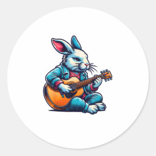 Coole Rabbit Plays Gitarre Ostermusiker Gitarrist Runder Aufkleber