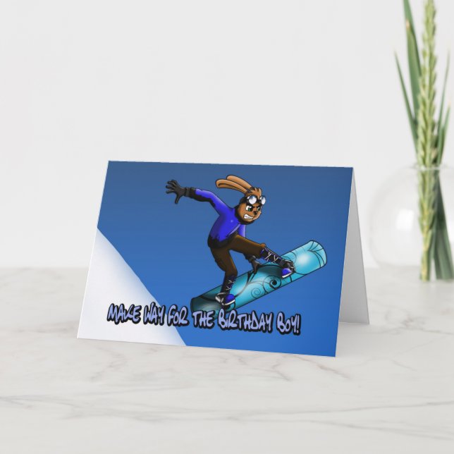 Coole Rabbit Snowboarder Geburtstagskarte Karte (Vorderseite)