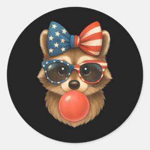 Coole Raccoon-Blase Gum Usa Flag Patriotic 4. Runder Aufkleber