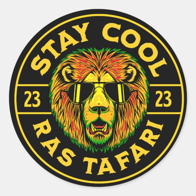 Coole Ras Tafari Button Sticker bleibe (Vorderseite)