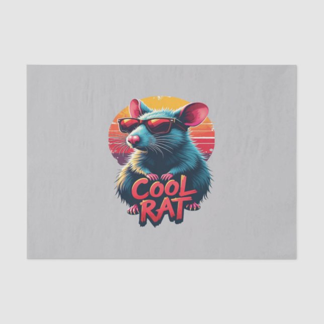 Coole Ratte mit Sonnenbrille Retro Sunset Design Seidenpapier (Vorderseite)