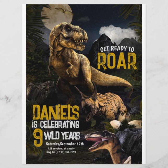 Coole realistische Dinosaurier Geburtstag Wilde Ei Flyer (Vorne)