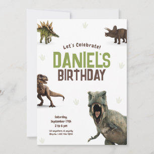 Coole realistische Dinosaurier-Geburtstags-Einladu Einladung