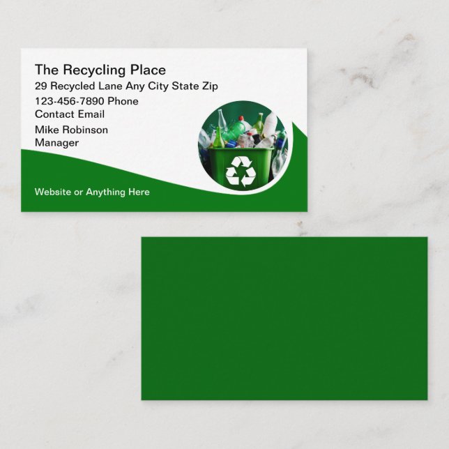 Coole Recycelnd Services Modernes Business Card De Visitenkarte (Vorne/Hinten)
