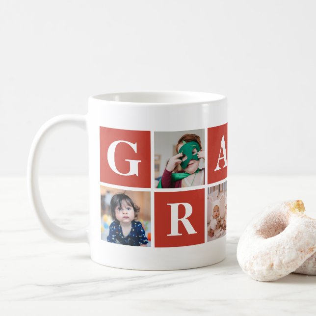 Coole Red Foto Collage Granny Tasse (Mit Donut)