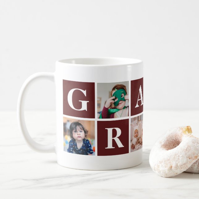 Coole Red Foto Collage Granny Tasse (Mit Donut)
