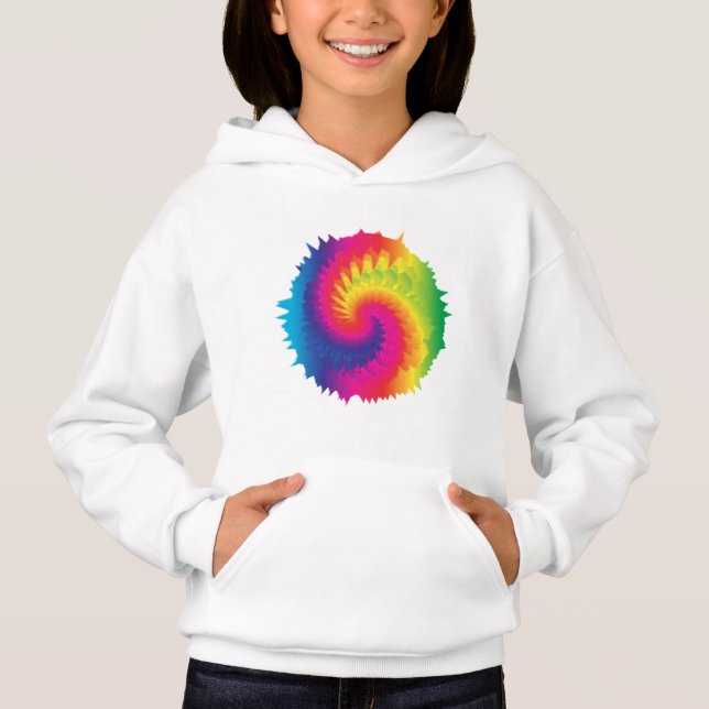 Coole Regenbogen-Gefärbte Krawatte Hoodie (Vorderseite)