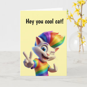 Coole Regenbogen-Katzengratulationskarte Karte